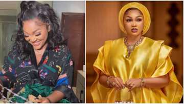 Cover your hair: Reactions as Mercy Aigbe unwraps praying mat, rosary, other Islamic gifts she got from fan