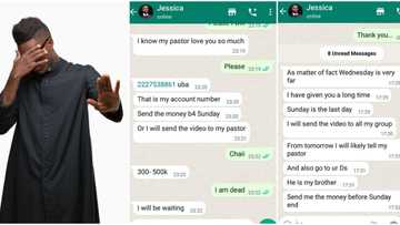 "I am dead": Nigerian pastor pleads with lady as she threatens to release his secret video, their chats leak