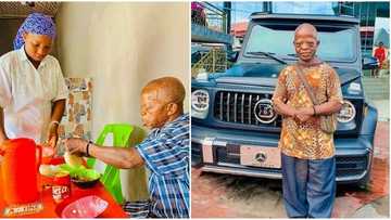 Emotional photo shows Deborah's mother serving food to veteran Nollywood actor, Aguba at OPM