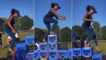 Woman wins #CrateChallenge in her high heels, maintains balance, viral video impresses many people