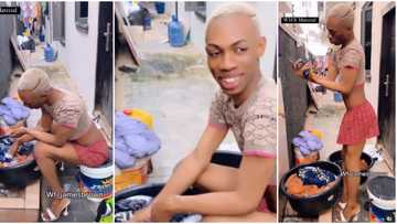 "U are wearing heels to wash scarf": Funny reactions trail video of 'wife material' James Brown doing laundry