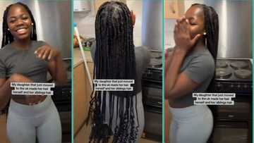 "Making hair is costly in UK": Nigerian girl displays clean braids she made for herself, video trends