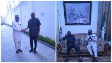 Photos Emerge as Ekiti Governor-elect, Oyebanji visits Fayose in Lagos hours after campaigning against Atiku