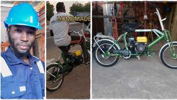 "Home made bike": Nigerian engineer produces motorcycle with small fuel tank, rides it around town in video
