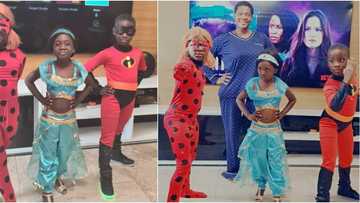 Na me born them: Mercy Johnson says as her kids don costumes from favourite cartoons for school