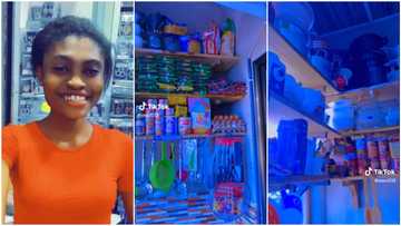 Lady inspires many with her kitchen arrangement that has cooker, beautiful cutleries, freezer