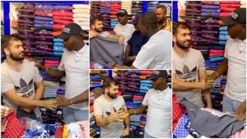 Video shows Oyinbo man speaking Igbo to Nigerians in Dubai, advertises his clothes with language, many react