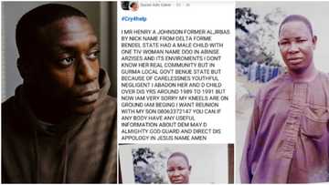 "I'm very sorry": 33 years after abandoning son & mum, Nigerian man searches for them, begs online