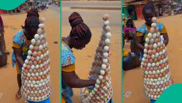 Hawker arranges her eggs on a tray like storey building, video amazes many people