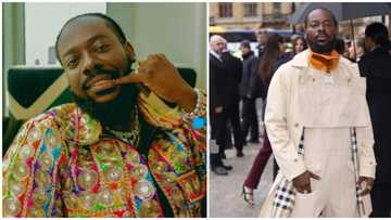 Singer Adekunle Gold rocks edgy look as he attends Burberry fashion show in UK