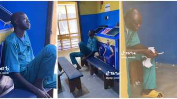 "Chelsea don cut him ticket": Nigerian man looks sad and lost in thought at sports bet centre, video trends