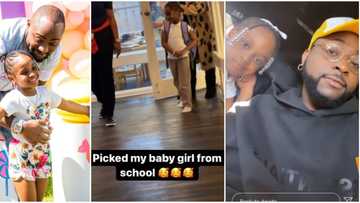 Best in daddy duties: Davido surprises 2nd child Hailey as he picks her from school in the US, Nigerians react