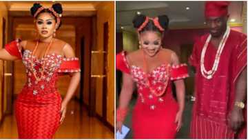 Mercy Aigbe shows up as Benin Queen with Adekaz as Yoruba King to Femi Adebayo's epic film premiere