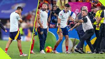 Security guard accidentally 'tackles' Morata during Spain's post-game celebration vs France - video