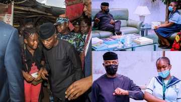 Young girl who beat security to grab Osinbajo's hands in Nyanya market is now VP's 'daughter'