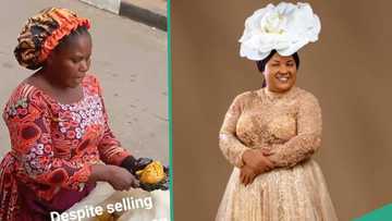 "She sounds like Chioma Jesus": Woman who sells Okpa sings with nice voice as she pushes wheelbarrow