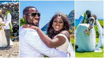 Ghanaian bride rocks breath-taking dress for her fairytale wedding in Hawaii's Moana Gardens