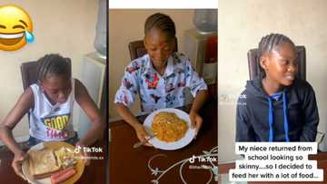 Lady not satisfied with niece's appearance after returning from boarding school feeds her many times daily