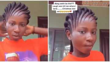 Lady shows off her unique braided hairstyle in video, internet users amused: "That looks scary"