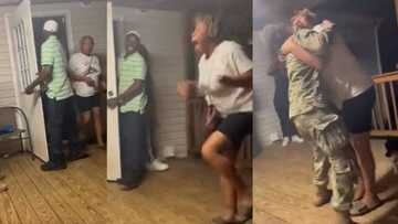 Young lady pays mother emotional visit after returning from mission as US soldier, woman shouts in video