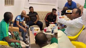 Super Eagles legends Okocha, Kanu, Amokachi, Babangida, Eguavoen spotted lounging together in viral video