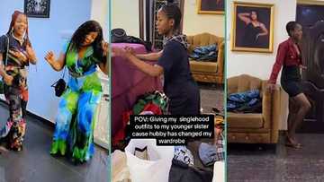 "My husband changed my wardrobe": Newlywed lady gives out old clothes to younger sister in video
