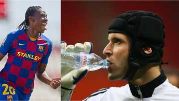 Nigerian striker who plays for Barcelona reveals funny reason why goalkeepers drink water right after conceding a goal