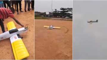 Futo student receives applause as he successfully tests runs the airplane he built for his project (video)