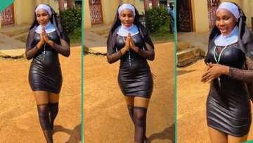 "She is entering my eyes": Drama as lady dresses as nun on costume day, video trends