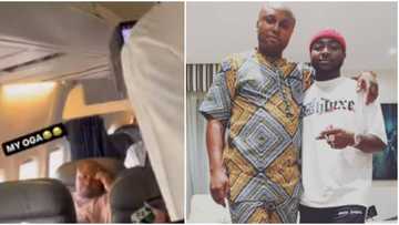 To perform for O2 no easy: Hilarious reactions as people take photos of Davido's Isreal DMW on a flight