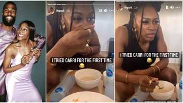 BBNaija Mike’s wife Perri spotted drinking garri for the first time in viral video, claims it is tasteless