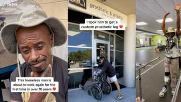 Reactions as young man helps homeless stranger walk again ten years after amputation