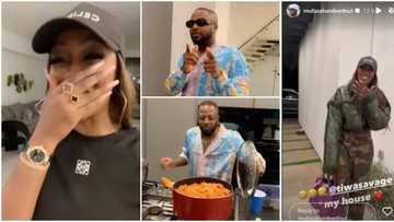 Tunde Ednut overjoyed as Tiwa Savage visits his mansion in Atlanta, she blushes hard, video melts hearts