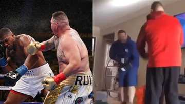 Trouble for Joshua as Andy Ruiz almost knocks out his partner with more faster jabs (videos)