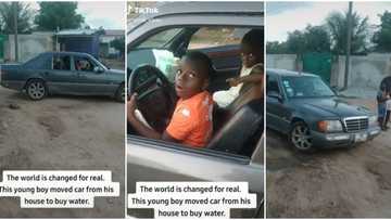 "My gender and cars": Reactions as little boy is spotted driving car on the road in video with a girl in front