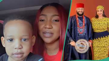 Judy Austin shares video of her and Yul Edochie’s 1st son, calls him his twin, netizens kick: “Mr Obasi”