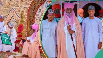 “AFCON wave is still going on”: Super Eagles captain, Ahmed Musa, Shehu visit Emir of Kano, photos emerge