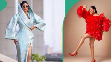 "You didn't come to play": Skit maker Kiekie looks classy in unique denim outfit, strikes curvy pose