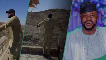 "Na here NYSC post u go?" Broda Shaggi, others tease Odunlade as he rocks khaki-like outfit in video