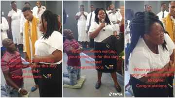 Emotional video shows moment man proposed to lady in church during offering, she screamed and shed tears