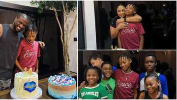 Huge birthday cakes, oyinbo friends spotted in fun photos from singer Peter Okoye son's private 14th birthday