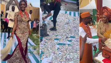 "God answered my prayers": Bride rejoices on wedding day as guests spray huge wads of cash on her