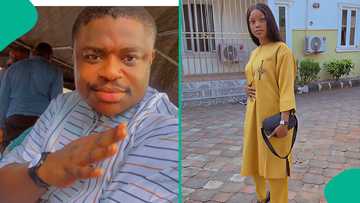 Nigerian lady wears her husband's 'senator' dress, goes to church with it in viral video