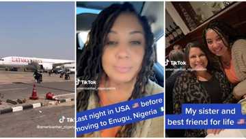 Beautiful Oyinbo Lady Celebrates as She Leaves America, Moves to Nigeria, Her Airport Video Trends