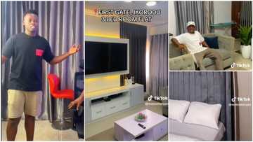 "I pay N600k yearly": Man rents 3-bedroom flat in Lagos, furnishes it, put nice curtains & flat screen TV