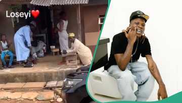 Seyi Vibez visits father’s house, bows to greet elders in heartwarming video: “God bless him”