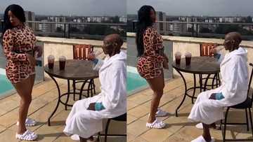 "He is rich": Elegant lady with good shape dances in front of an old man, video goes viral and causes stir