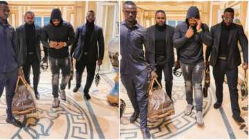 Big boy in the mud: Funny reactions as fans beg billionaire’s son Kiddwaya to change bodyguard's old shoes