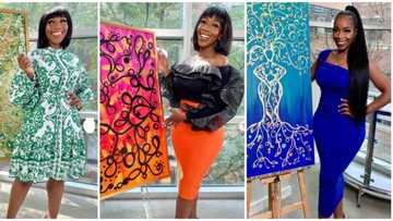 9 times Timaya's artist baby mama wore matching colours with her artworks
