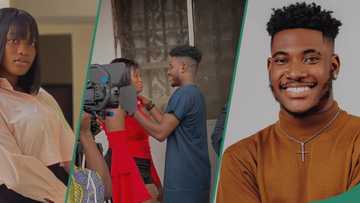 "We can't wait": Reactions as Ifedi Sharon, Nollywood handsome actor Chidi Dike link up on movie set